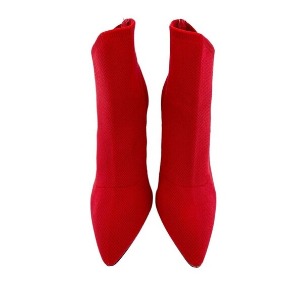 Mia Margerie Red Knit Sock Booties Pull On Stiletto Heel Pointed Toe SZ 8 - Picture 3 of 16